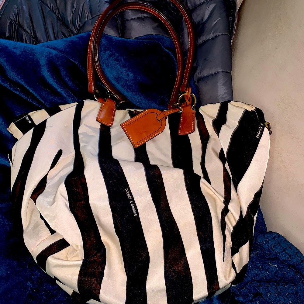 Authentic Dooney and Bourke zebra striped hobo bag